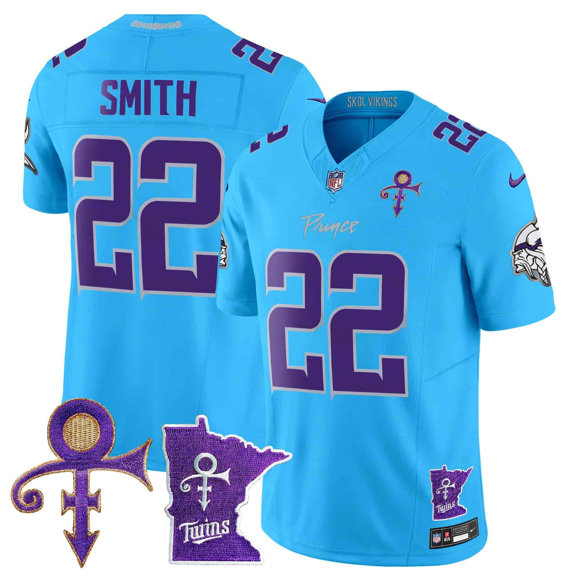 Men Minnesota Vikings 22 Smith Light Blue 2024 Nike Prince Vapor Limited NFL Jersey